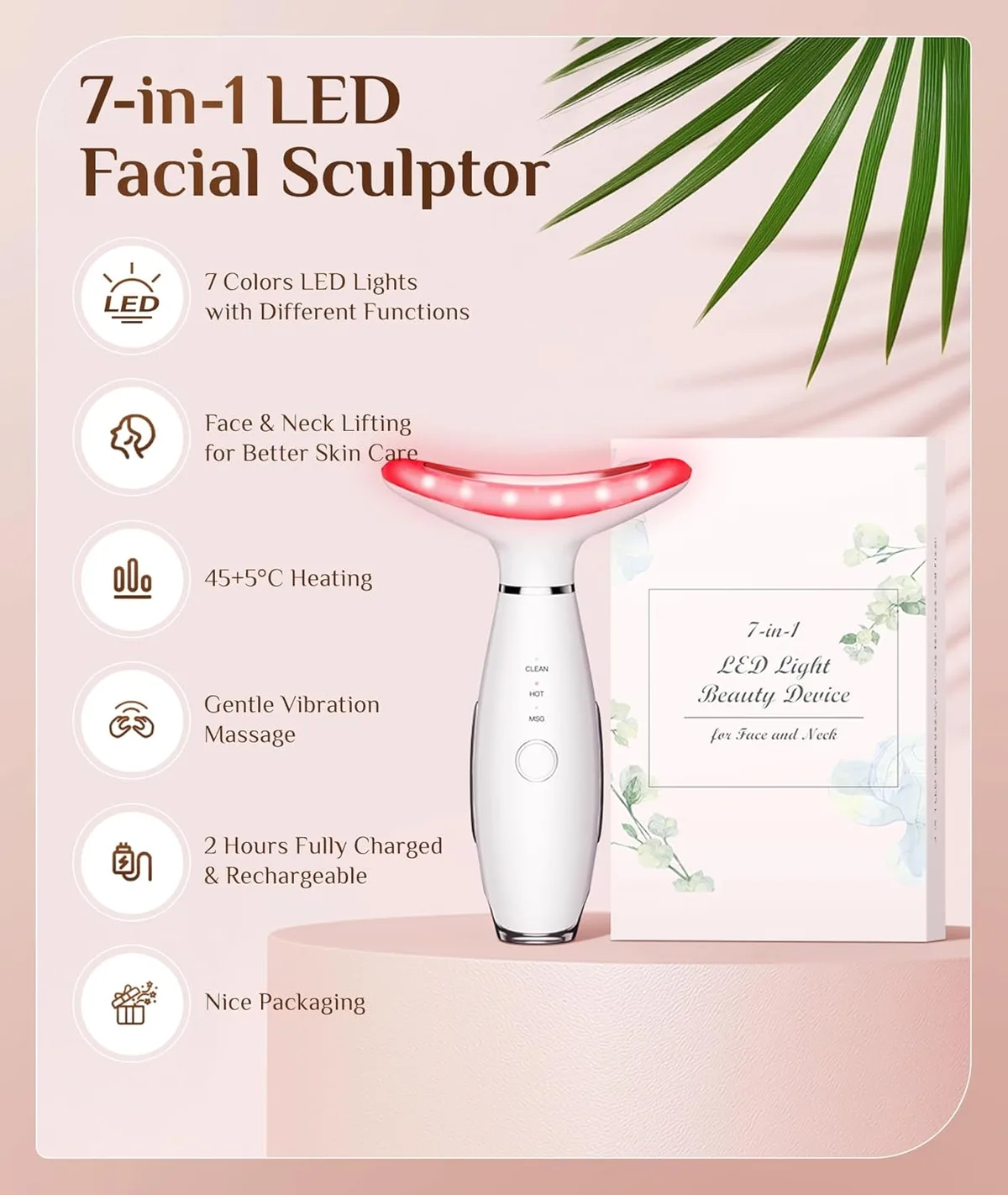 Dopsikn 7-in-1 LED facial wand with presentation box