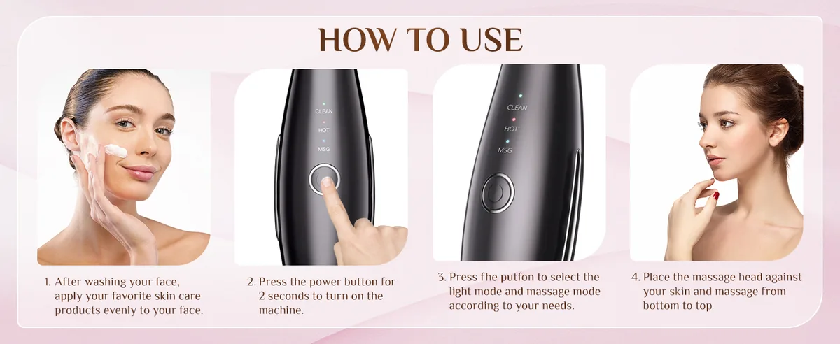How to use the Dopsikn face and neck massager in four steps (black version)