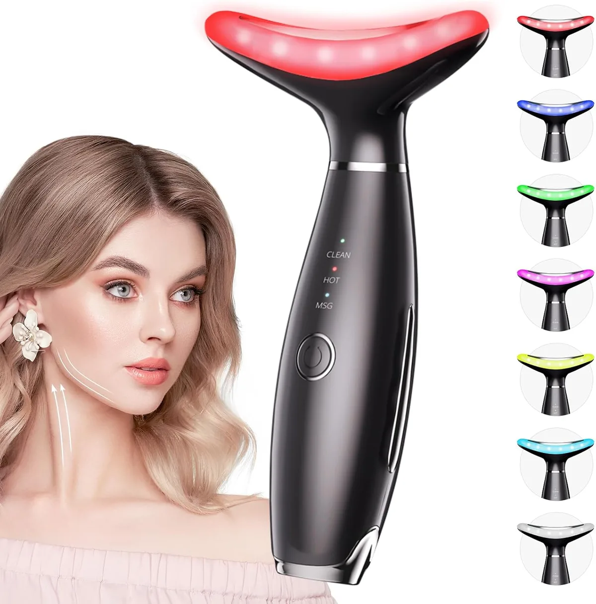 Dopsikn LED face and neck massager – black variant with seven light modes